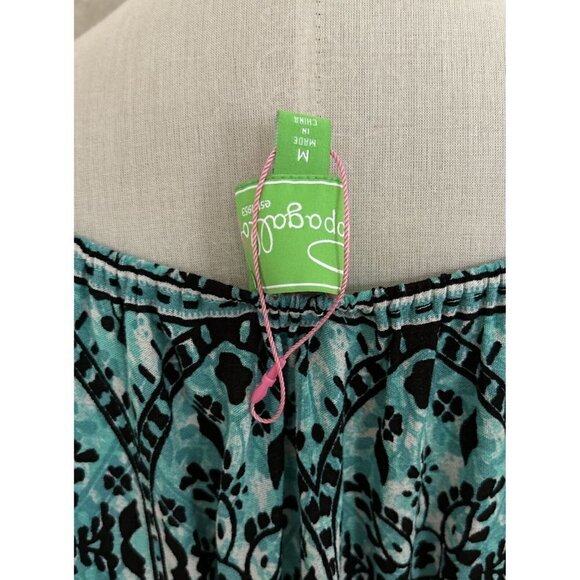 Pappagallo Colorful Boho Peasant Tunic Blouse Top Rayon Tie Neck Tassels Size M - Picture 4 of 4